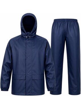 Men's Waterproof Lightweight Rain Suit Set - Packable Hooded Jacket & Pants for